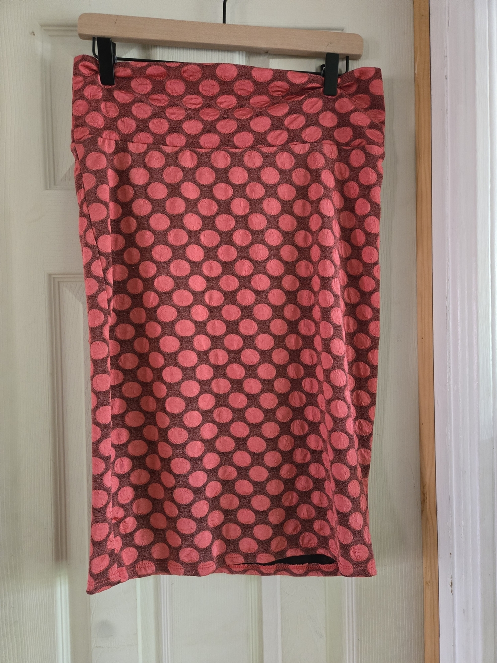 LuLaRoe Coral Pink Polka Dot Pencil Skirt